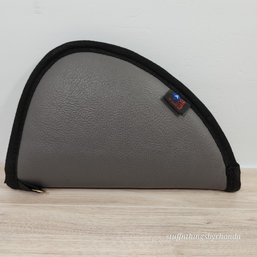 ACE PISTOL GUN Case, PADDED SOFT Inside Faux Leather Outer Shell Gray 12'' X 7''